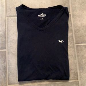 Dark navy hollister v neck slim fit shirt